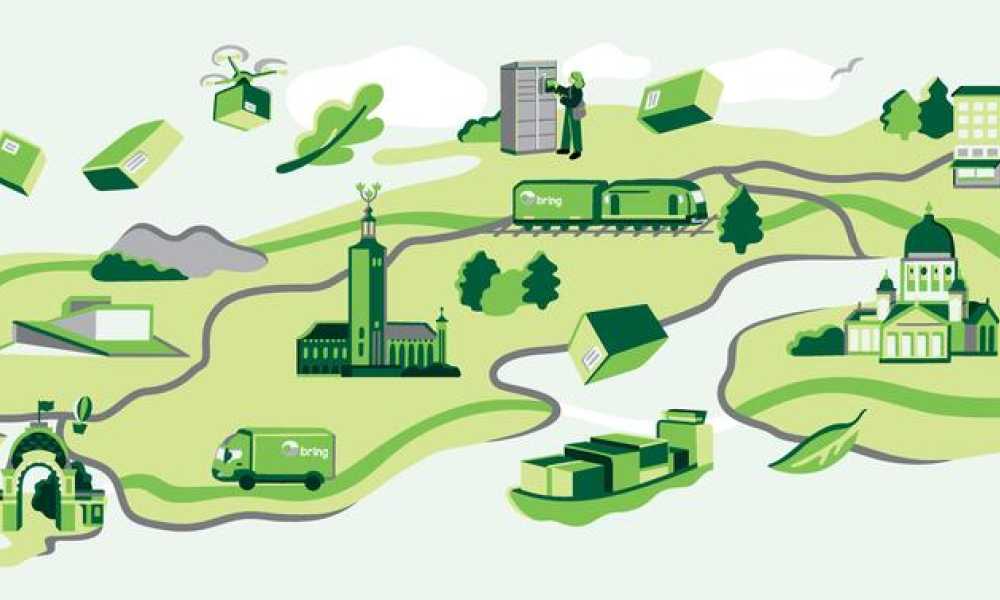 illustrated map of the Nordic region showing logistics routes.