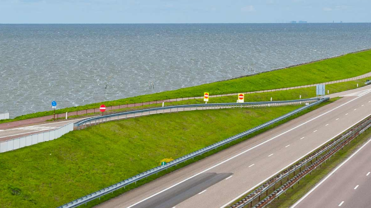 A highway close to a coastline