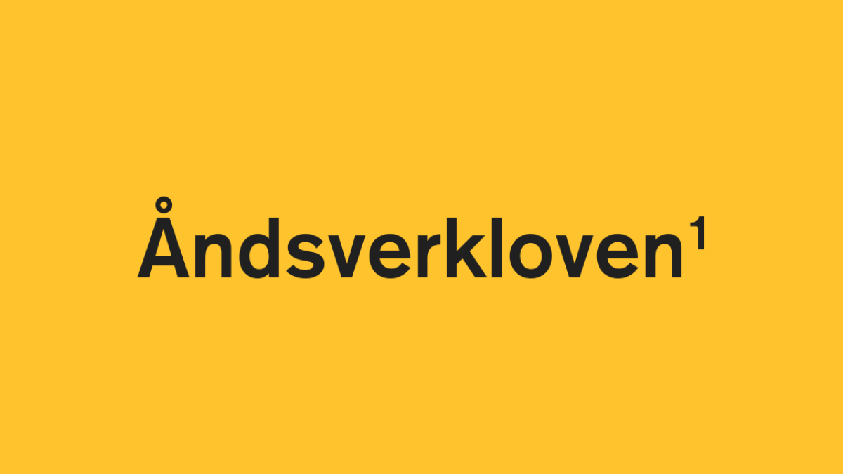 Bilde av ordet «Åndsverksloven» på en gul bakgrunn.
