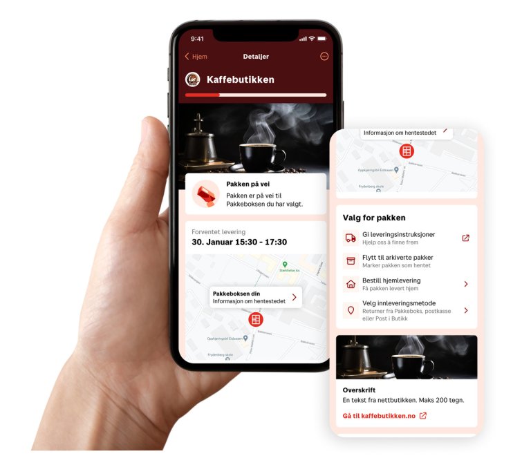 Mobiltelefon som viser bilder fra en app