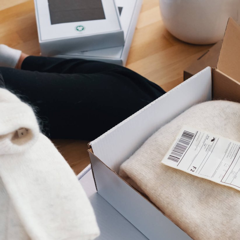 Kvinne returnerer pakker til nettbutikker